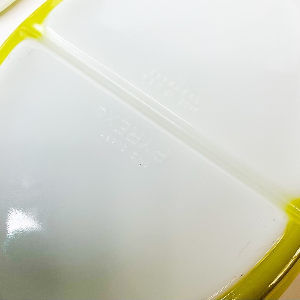 VINTAGE Pyrex Avocado Green Olive Pattern Casserole Dish With Lid MCM Retro - Picture 5 of 10